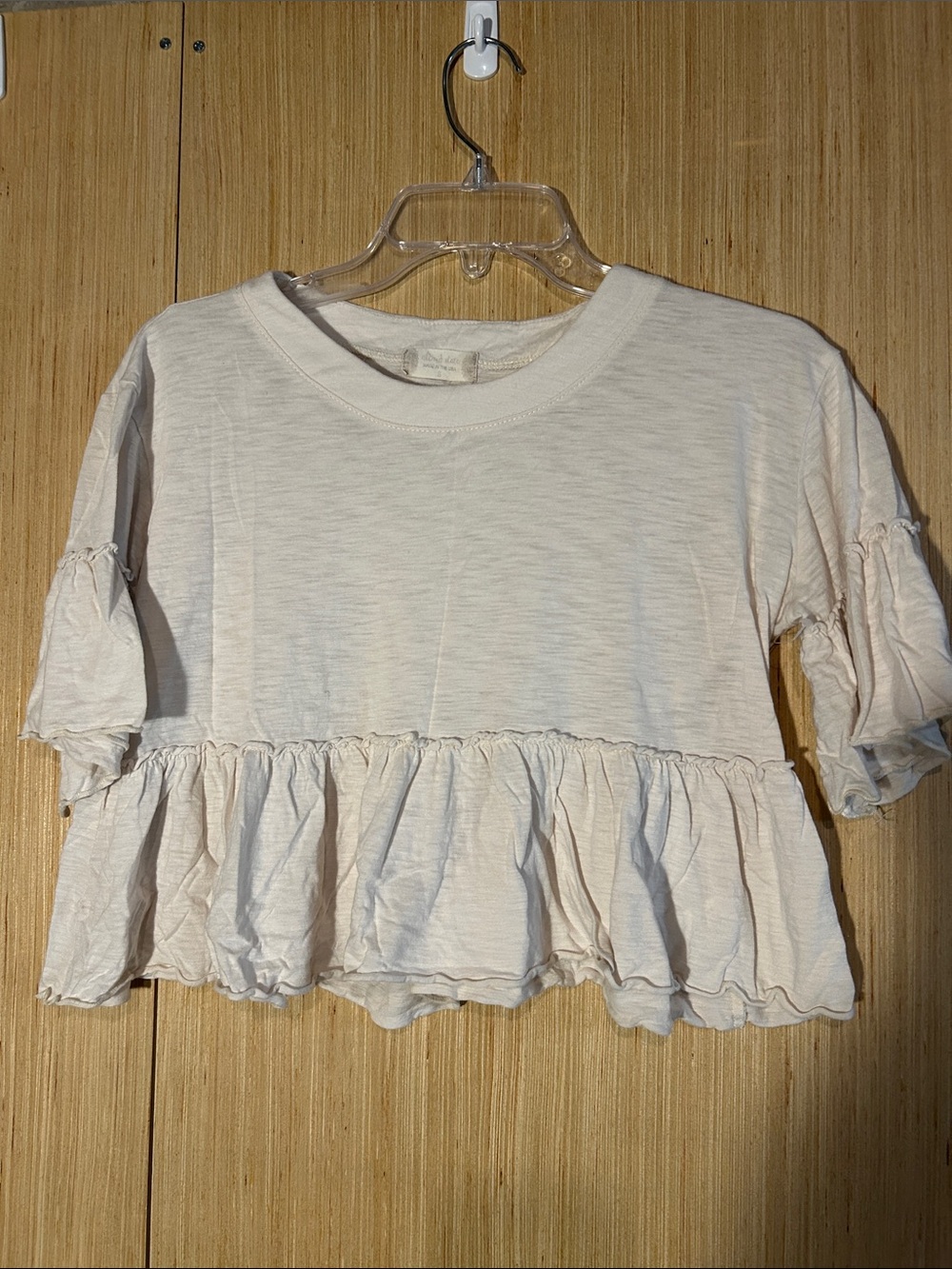 Altar'd State Cream Ruffle Peplum Short Sleeve Top